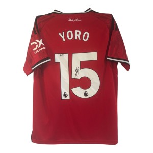 Leny Yoro Signed Shirt ACG Authentication Manchester United Home Fernandes   for sale on Ebay