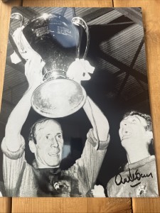 Manchester United Alex Stepney  and Bobby Charlton lifting 1968 European Cup  for sale on Ebay