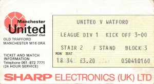 TICKET: Manchester United v Watford 1982/1983 for sale on Ebay