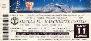 TICKET: Sevilla v Manchester United (UEFA Champions League) 2017/2018 for sale on Ebay
