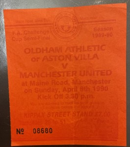 1990 Oldham Athletic V Manchester United FA cup semi-final  Match Ticket Stub  for sale on Ebay