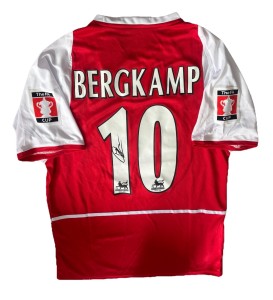 DENNIS BERGKAMP Hand Signed FA Cup Retro Arsenal Home Football Jersey NO COA for sale on Ebay