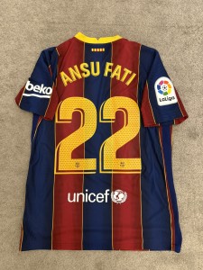 Barcelona 20/21  Player Vaporknit Shirt ANSU 22 for sale on Ebay
