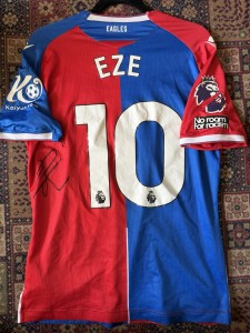 Crystal Palace FC 2023/24 Home Signed Football Match Worn Player Issue Shirt Eze for sale on Ebay