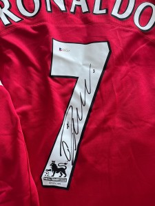 Cristiano Ronaldo Hand Signed Manchester United shirt Beckett Witnessed Sticker for sale on Ebay