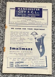 Manchester City v Portsmouth 1949/50 (Rusty staples) for sale on Ebay