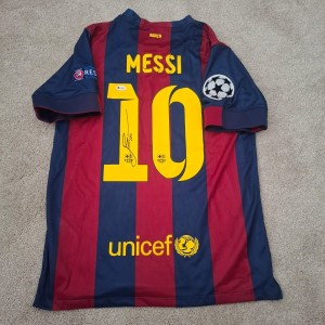 Lionel Messi Authentic Hand Signed Barcelona C/League Final Beckett Shirt for sale on Ebay