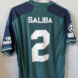Authentic Arsenal Third Shirt 23/24 Saliba 2 Champions League Patch Medium for sale on Ebay
