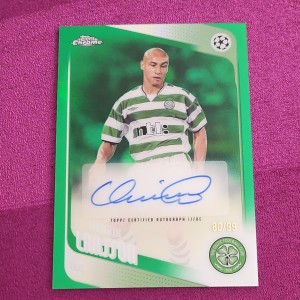 Topps Chrome UCC 2025-26 Henrik Larsson Auto /99 Green Refractor Celtic FC for sale on Ebay