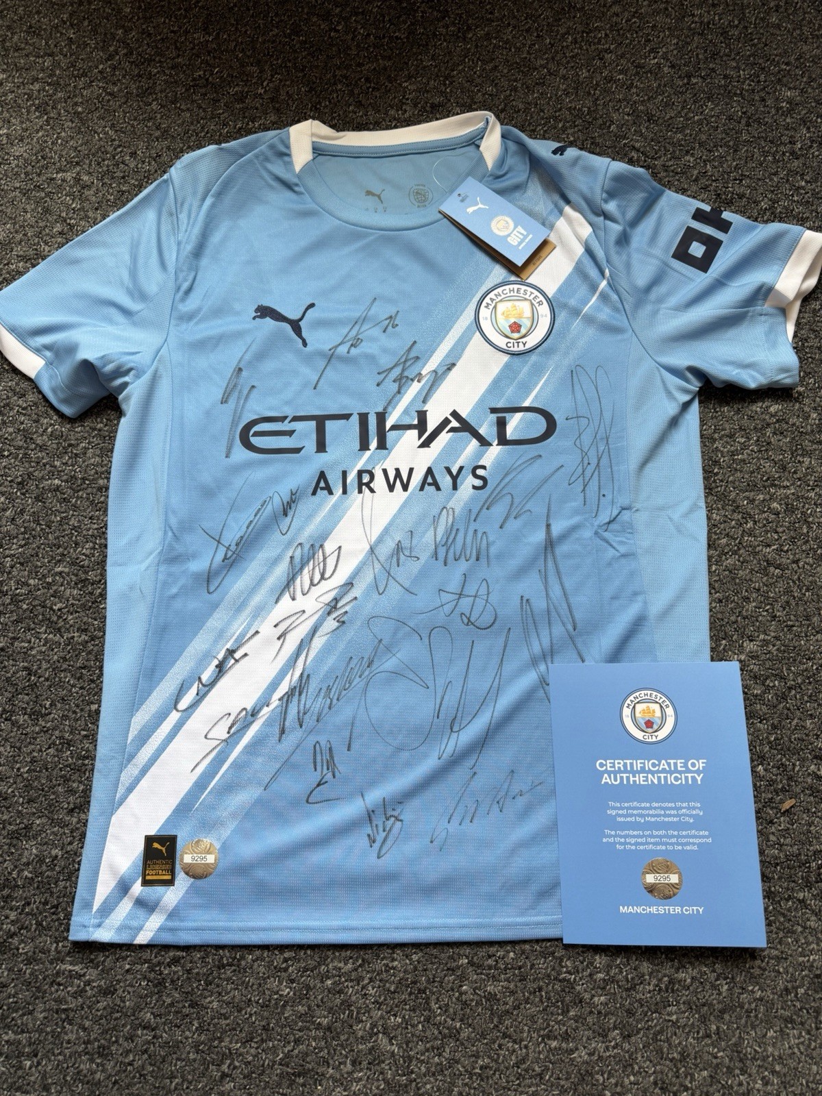 Manchester City Signed 25/26 Jersey Erling Haaland Semenyo Cherki + OFFICIAL COA for sale on Ebay