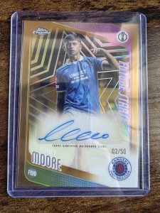 Mikey Moore Future Stars Gold Auto 2/50 Topps Chrome UCC Rangers for sale on Ebay