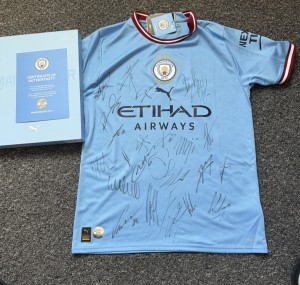 Manchester City Signed Treble Shirt 22/23 BNWT + Official Club Coa Foden Haaland for sale on Ebay