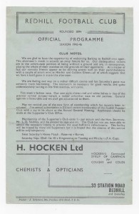 1945/46 Athenian League - REDHILL v. BARKING (single sheet) for sale on Ebay