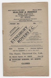 1956/57 Eastern Counties League - EYNESBURY ROVERS v CAMBRIDGE UNITED (Xmas Day) for sale on Ebay