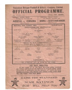 TOTTENHAM HOTSPUR v CHELSEA  League South 1943-4 for sale on Ebay