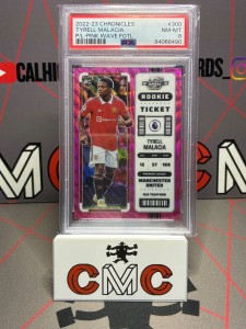 2022-23 chronicles Tyrell Malacia ticket pink wave /19 psa 8 Manchester United for sale on Ebay