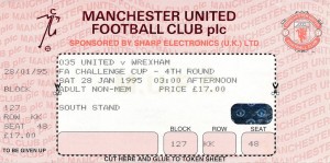 TICKET: MANCHESTER UNITED v Wrexham (FA Cup) 1994/1995 - UNUSED, EXCELLENT  for sale on Ebay