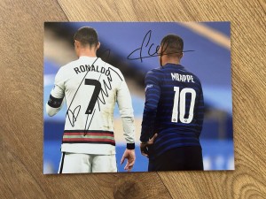 Hand Signed Ronaldo & Mbappe for sale on Ebay