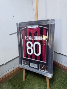 Ronaldinho Hand Signed AC Milan Football Shirt Framed COA for sale on Ebay