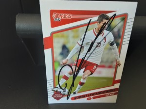 ROBERT LEWANDOWSKI - POLAND Hand Signed Panini WORLD CUP 22 Football trade card for sale on Ebay