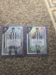 Topps Newcastle Double Both Of /75 Autograph Cards.lewis Miley & Tino Livramento for sale on Ebay