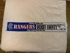 Glasgow Rangers-Derby County Half and Half Scarf for sale on Ebay