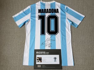 DIEGO MARADONA BACK SIGNED ARGENTINA 1986 HOME SHIRT. ICONS COA LOA for sale on Ebay