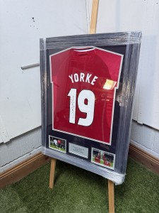 Framed Dwight Yorke Shirt Autographed Jersey 1999 Display with Certificate for sale on Ebay