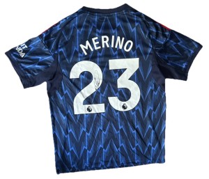 MIKEL MERINO Rare Hand Signed 25/26 Arsenal Away Shirt/ Premier League #23 COA for sale on Ebay