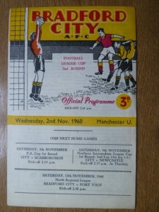BRADFORD CITY  v  Manchester United  60/1   FL Cup. for sale on Ebay