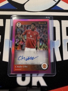 2024-25 Topps Merlin UCC Chido Obi Pink Rookie Auto /199 Manchester United for sale on Ebay
