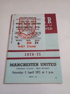 West Ham V Manchester United Ticket & Programme 1971 for sale on Ebay