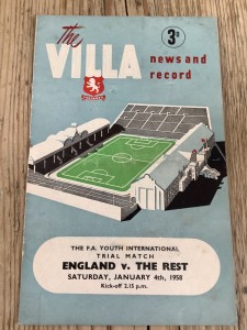 4 January 1958 England v The Rest Youth International at Aston Villa for sale on Ebay