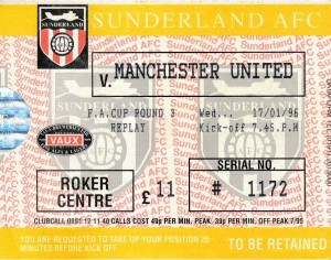 TICKET: SUNDERLAND v Manchester United (FA Cup) 1995/1996 - EXCELLENT CONDITION for sale on Ebay