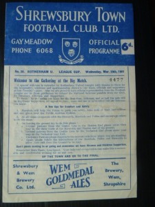 SHREWSBURY TOWN  v  Rotherham United  60/1  FL Cup S/F. for sale on Ebay