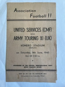 United Services (CMF) V Army Touring XI (UK) 9/6/1945 Inc Matt busby In Naples for sale on Ebay