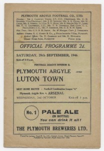 1946/47 Division 2 - PLYMOUTH ARGYLE v. LUTON TOWN for sale on Ebay