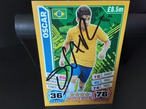 OSCAR - BRAZIL Hand Signed Attax WORLD CUP 2014 Football trade card for sale on Ebay