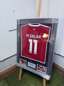 Mohamed Salah Hand Signed and Framed Liverpool Shirt with COA for sale on Ebay
