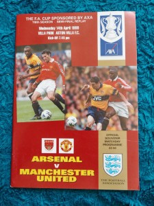 MANCHESTER UNITED V ARSENAL FACUP SEMI FINAL REPLAY 14th APRIL 1999  TREB SEASON for sale on Ebay