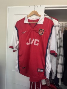 Genuine Vintage L / XL Nike ARSENAL 1998 Home Shirt Jersey Red JVC 98/99 Kit JVC for sale on Ebay