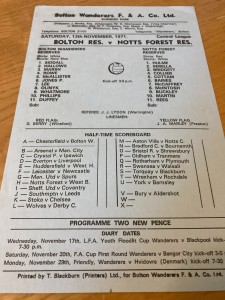 1971 / 1972  Bolton Wanderers Reserves v    Nottingham Forest Reserves for sale on Ebay