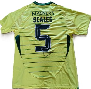 Hand Signed Liam Scales Name & Number 5 Celtic Yellow Away Shirt With COA for sale on Ebay