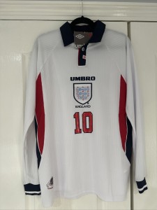 England Men’s Football Shirt - 1998 - Home - Large - BNWT - 10 Sheringham - Long for sale on Ebay