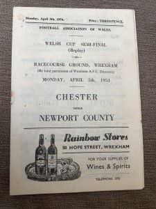 5 April 1954 Chester v Newport County Welsh Cup SF Replay at Wrexham for sale on Ebay