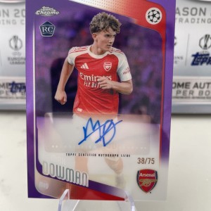 Max Dowman 2025-26 Topps Chrome UEFA Purple Refractor Auto Rookie 38/75 Arsenal for sale on Ebay