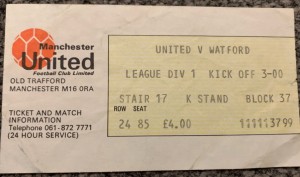 Manchester United V Watford ~1980’s Ticket stub. for sale on Ebay