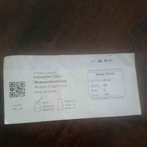 LEICESTER CITY V NEWCASTLE UNITED PREM LGE 2024 25 TICKET for sale on Ebay