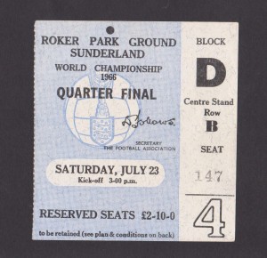 FOOTBALL TICKET 1966 ENGLAND WORLD CUP QUARTER-FINAL ROKER SOVIET UNION HUNGARY for sale on Ebay