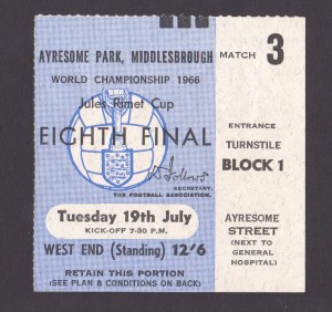 FOOTBALL TICKET 1966 ENGLAND WORLD CUP AYRESOME PARK NORTH KOREA V ITALY for sale on Ebay